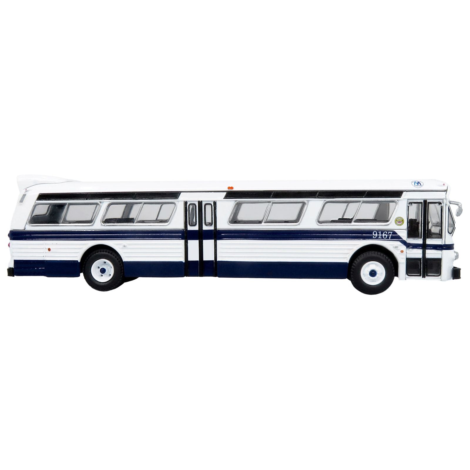 Flxible 53102 New Look Transit Bus "MTA New York City" White with Blue Stripes Limited Edition 1/87 (HO) Diecast Model by Iconic Replicas - Iconic Replicas - ModelCars.com