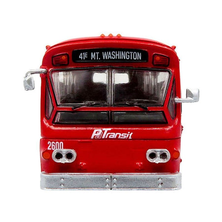 Flxible 53102 New Look Transit Bus "Pittsburgh Area Transit" Red and White "Vintage Bus & Motorcoach Collection" Limited Edition 1/87 (HO) Diecast Model by Iconic Replicas - Iconic Replicas - ModelCars.com