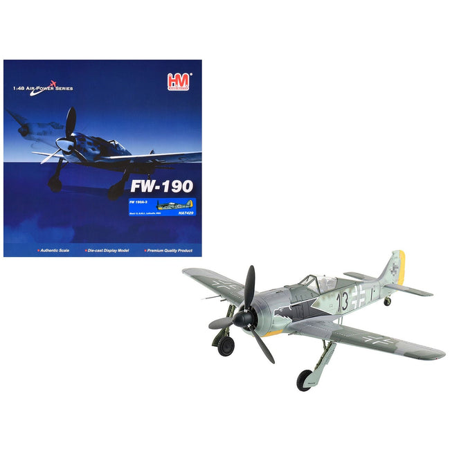 Focke-Wulf Fw 190A-3 Fighter Aircraft "8. Staffel Jagdgeschwader 2 (8/JG.2) World War II" German Luftwaffe "Air Power Series" 1/48 Diecast Model by Hobby Master-Hobby Master-ModelCars.com