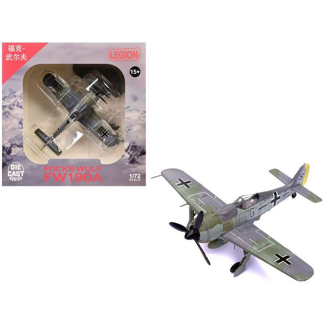 Focke - Wulf Fw 190A Aircraft "14 - Victory Ace Hauptmann Wilhelm Gath Stab/JG 26 Schlageter France" (1942) German Luftwaffe 1/72 Diecast Model Airplane by Legion - Legion - ModelCars.com