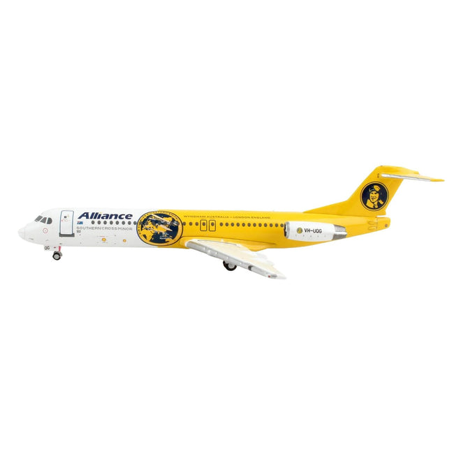 Fokker F100 Commercial Aircraft "Alliance Airlines - Southern Cross Minor" (VH-UQG) White and Yellow 1/400 Diecast Model Airplane by GeminiJets-GeminiJets-ModelCars.com