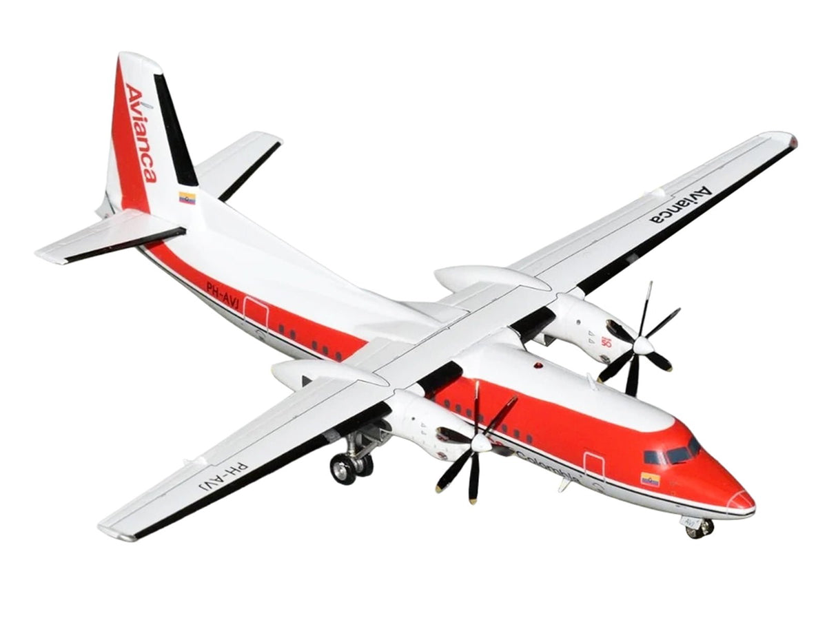 Fokker F50 Commercial Aircraft "Avianca Colombia" (PH-AVJ) White with Red Stripes "Gemini 200" Series 1/200 Diecast Model Airplane by GeminiJets-GeminiJets-ModelCars.com