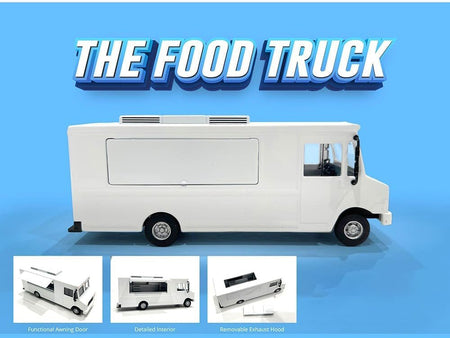 Food Truck Plain White with Graphics 1/64 Diecast Model by American Diorama-American Diorama-ModelCars.com