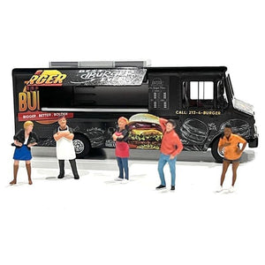 Food Truck "The Burger Truck" Black with Graphics 1/64 Diecast Model by American Diorama