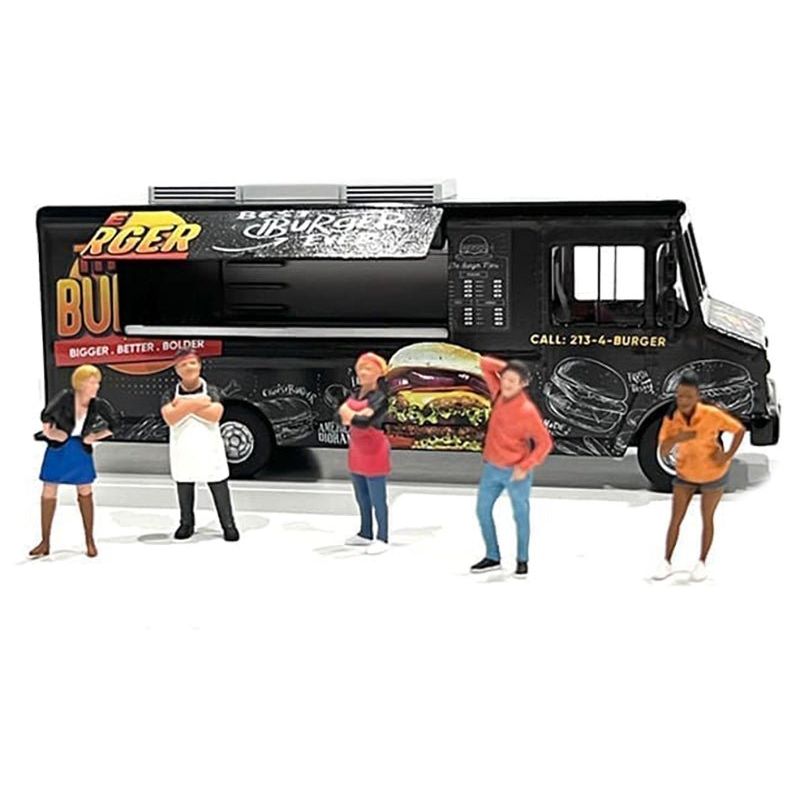 Food Truck "The Burger Truck" Black with Graphics 1/64 Diecast Model by American Diorama-American Diorama-ModelCars.com