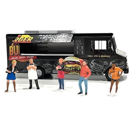 Food Truck "The Burger Truck" Black with Graphics 1/64 Diecast Model by American Diorama - American Diorama - ModelCars.com