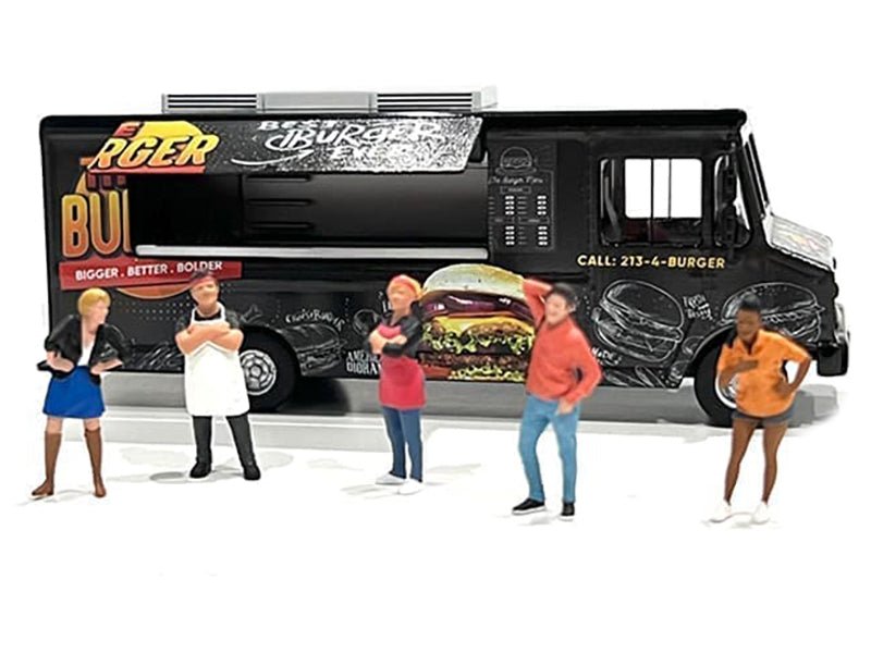 Food Truck "The Burger Truck" Black with Graphics 1/64 Diecast Model by American Diorama-American Diorama-ModelCars.com