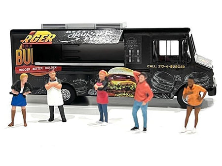 Food Truck "The Burger Truck" Black with Graphics 1/64 Diecast Model by American Diorama-American Diorama-ModelCars.com
