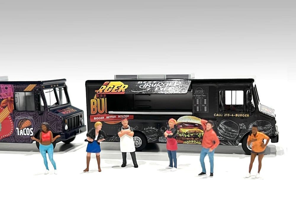 Food Truck "The Burger Truck" Black with Graphics 1/64 Diecast Model by American Diorama-American Diorama-ModelCars.com
