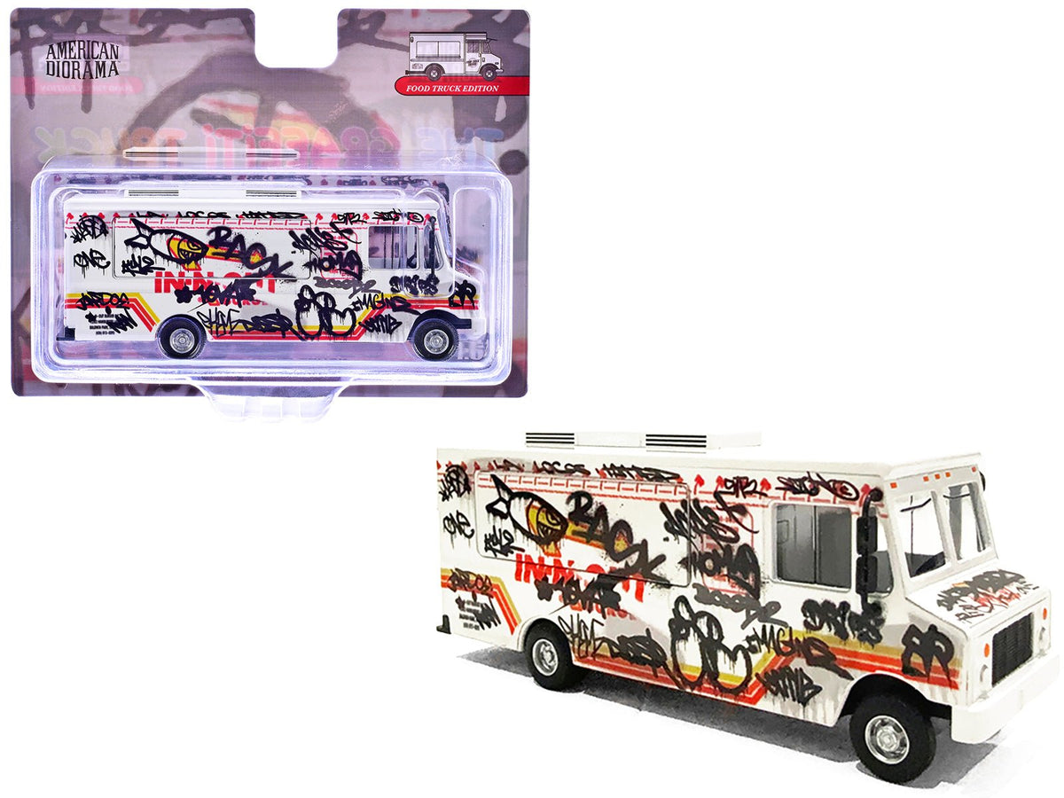 Food Truck "The Graffiti Truck" White with Graphics 1/64 Diecast Model by American Diorama-American Diorama-ModelCars.com