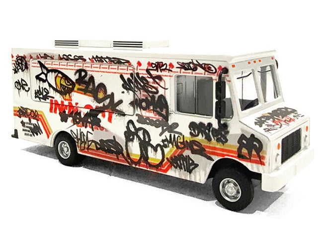 Food Truck "The Graffiti Truck" White with Graphics 1/64 Diecast Model by American Diorama-American Diorama-ModelCars.com