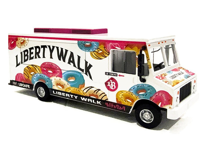 Food Truck "The LB Cafe Truck - Liberty Walk" White with Graphics 1/64 Diecast Model by American Diorama-American Diorama-ModelCars.com