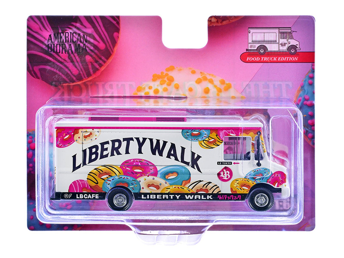 Food Truck "The LB Cafe Truck - Liberty Walk" White with Graphics 1/64 Diecast Model by American Diorama-American Diorama-ModelCars.com