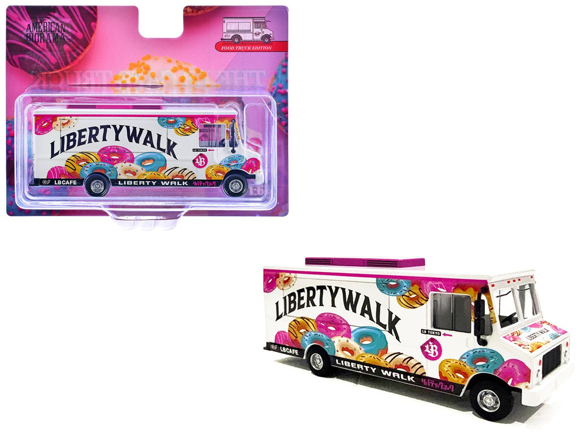 Food Truck "The LB Cafe Truck - Liberty Walk" White with Graphics 1/64 Diecast Model by American Diorama-American Diorama-ModelCars.com