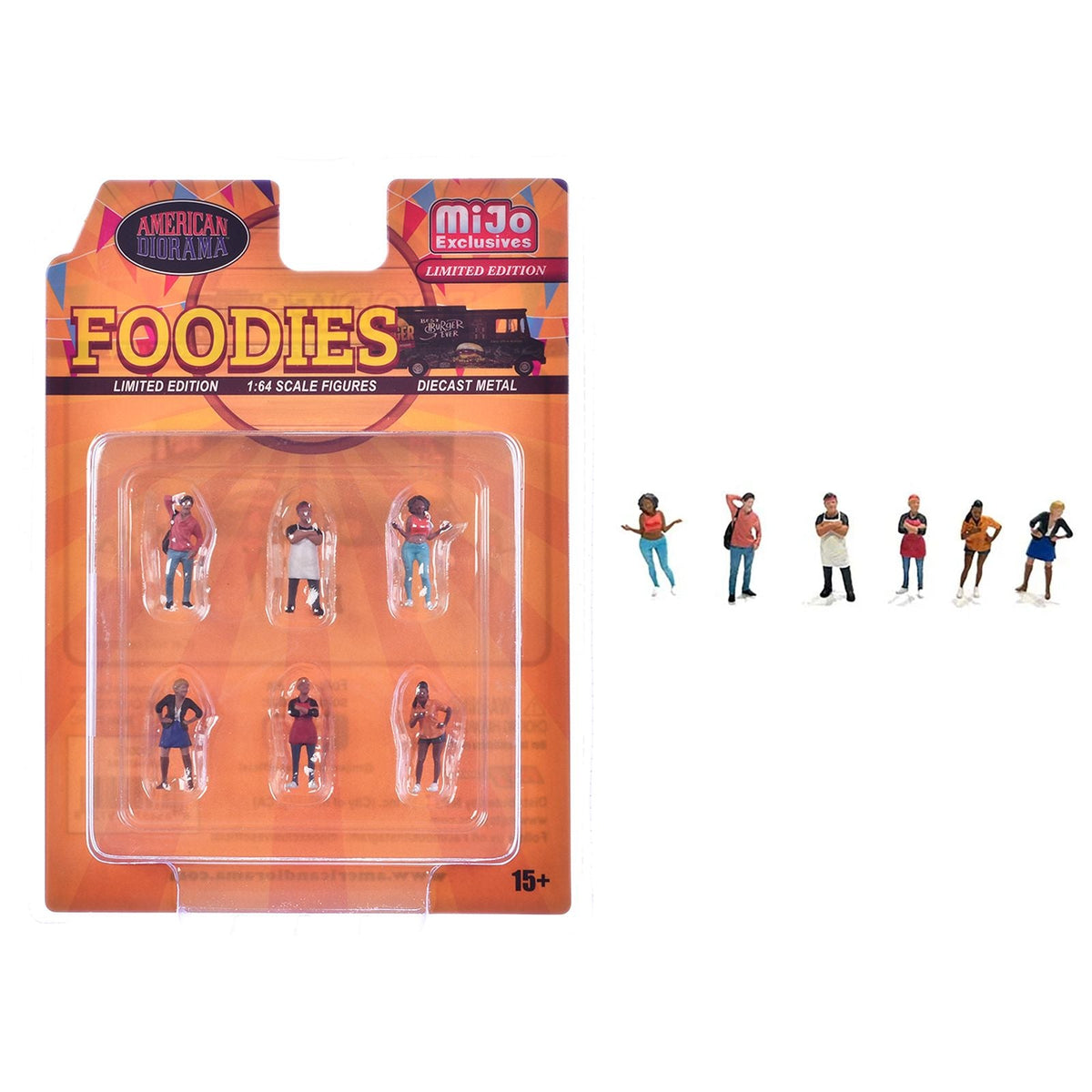 "Foodies" 6 piece Diecast Figure Set (6 Figures) Limited Edition for 1/64 Scale Models by American Diorama-American Diorama-ModelCars.com