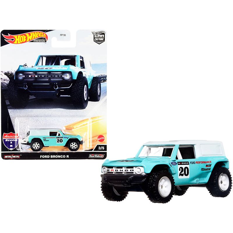 Ford Bronco R 20 Turquoise with White Top "American Scene" "Car Culture" Series Diecast Model Car by Hot Wheels-Hotwheels-ModelCars.com