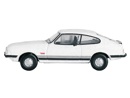 Ford Capri Mk3 RHD (Right Hand Drive) Diamond White with Black Stripes 1/148 (N) Scale Diecast Model Car by Oxford Diecast-Oxford Diecast-ModelCars.com