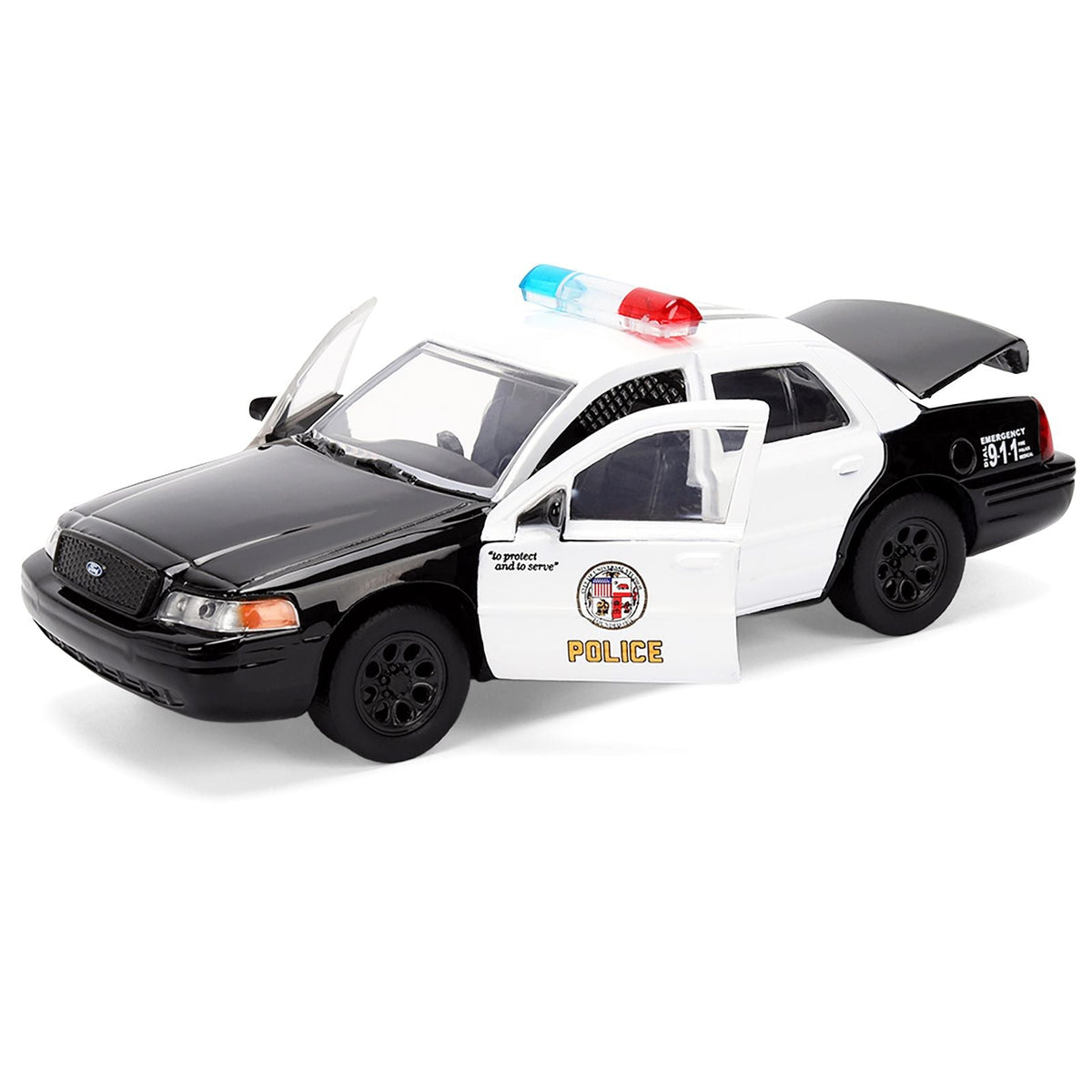 Ford Crown Victoria "LAPD (Los Angeles Police Department) Black and White "The Fast and the Furious" (2001) Movie "Fast & Furious" Series 1/32 Diecast Model Car by Jada-Jada-ModelCars.com