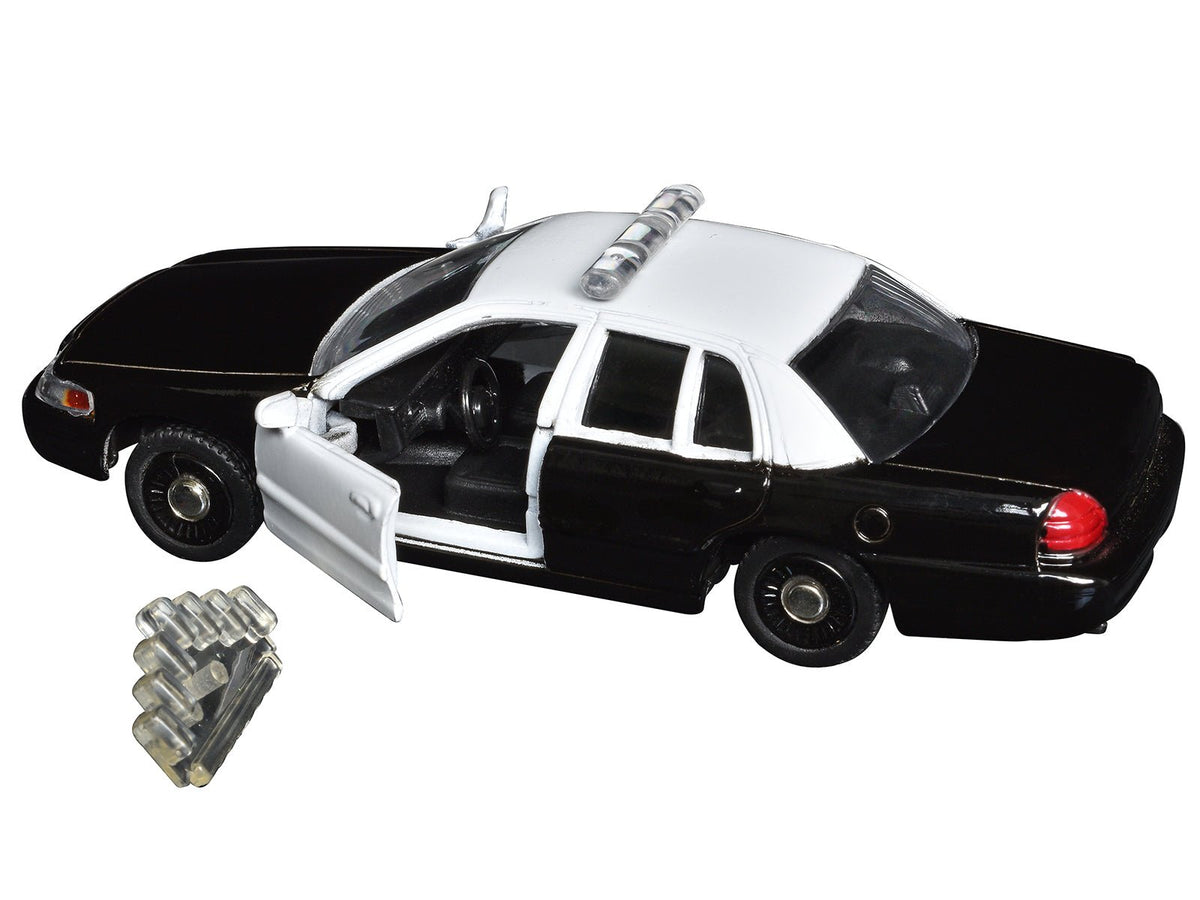 Ford Crown Victoria Police Interceptor Black and White 1/43 Diecast Model Car by Motormax-Motormax-ModelCars.com