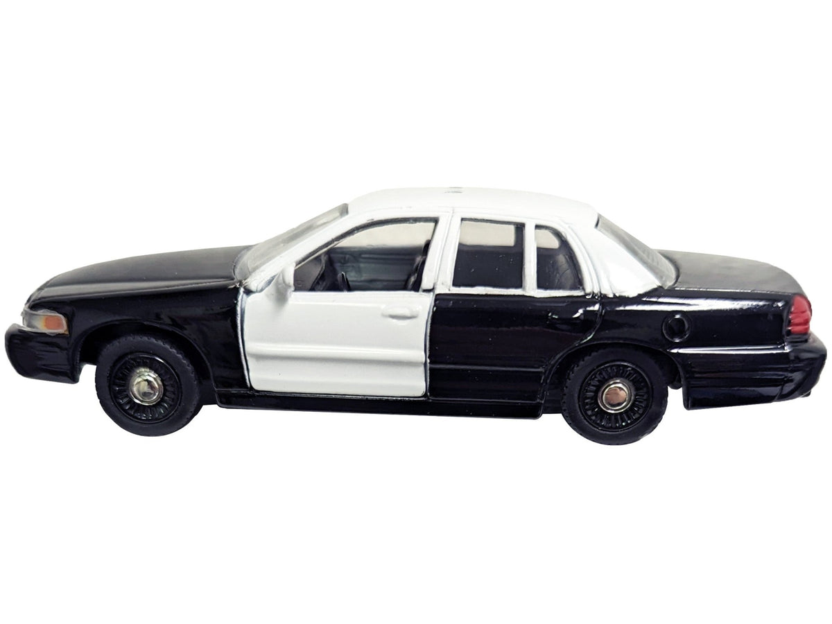 Ford Crown Victoria Police Interceptor Black and White 1/43 Diecast Model Car by Motormax-Motormax-ModelCars.com