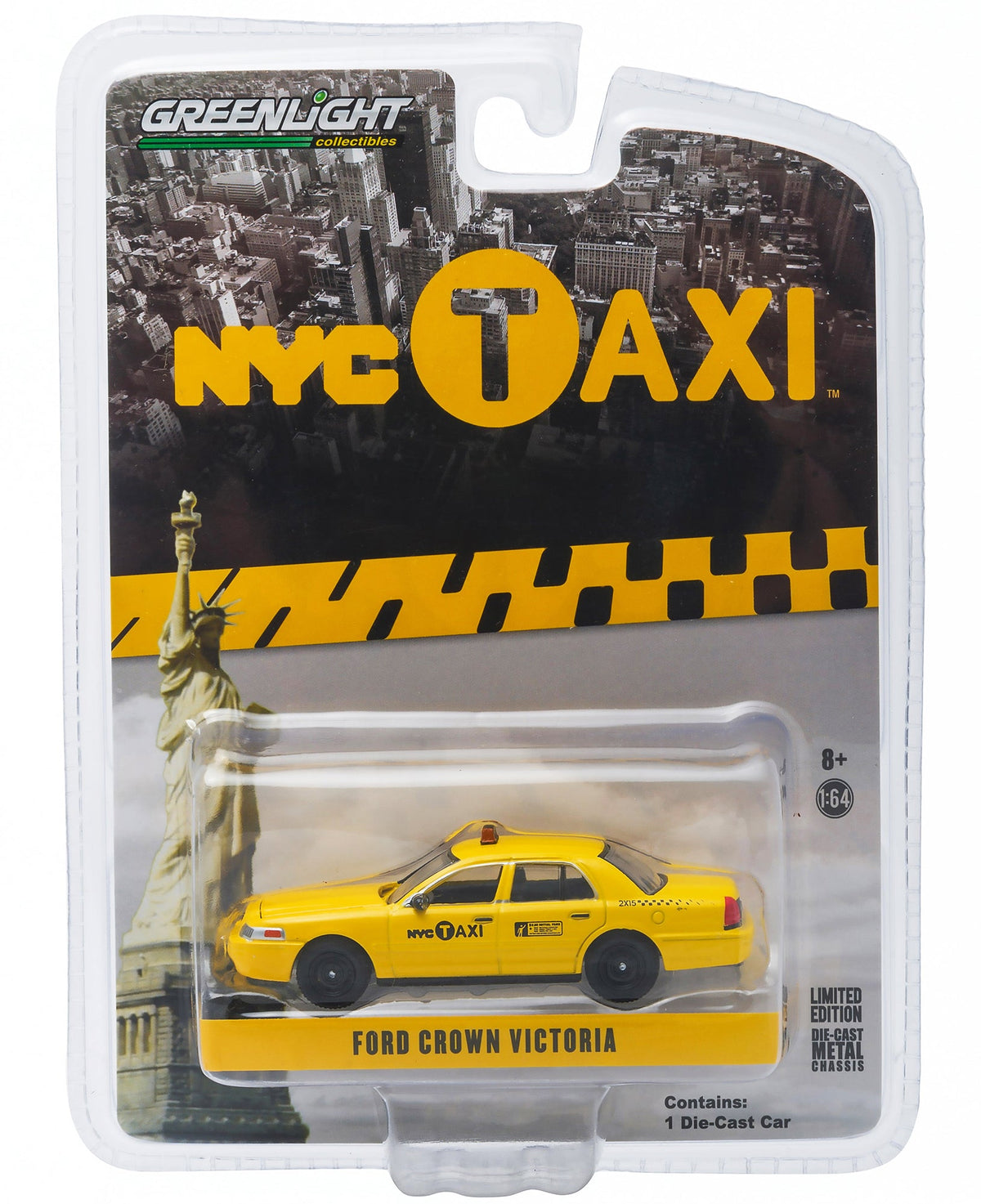 Ford Crown Victoria Yellow "NYC Taxi" (New York City) 1/64 Diecast Model Car by Greenlight-Greenlight-ModelCars.com