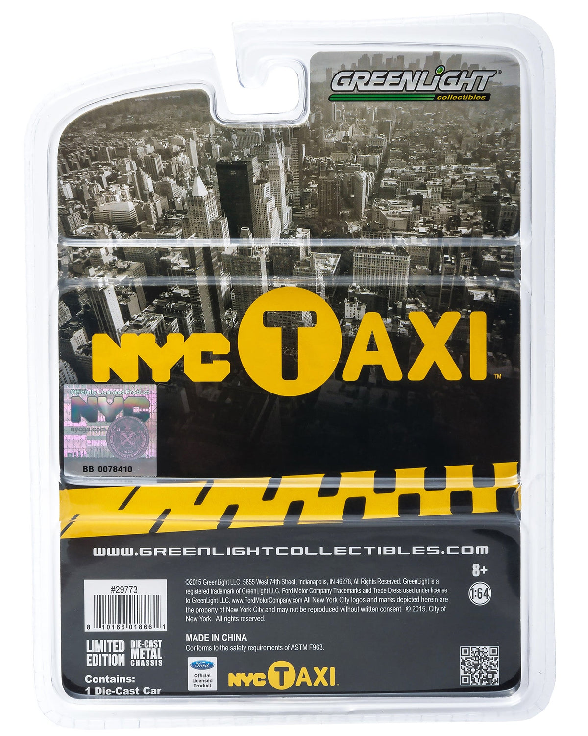 Ford Crown Victoria Yellow "NYC Taxi" (New York City) 1/64 Diecast Model Car by Greenlight-Greenlight-ModelCars.com