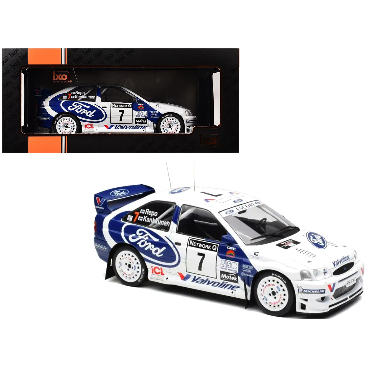 Ford Escort WRC #7 Juha Kankkunen - Juha Repo 2nd Place "RAC Rally" (1998) 1/18 Diecast Model Car by IXO Models-IXO-ModelCars.com
