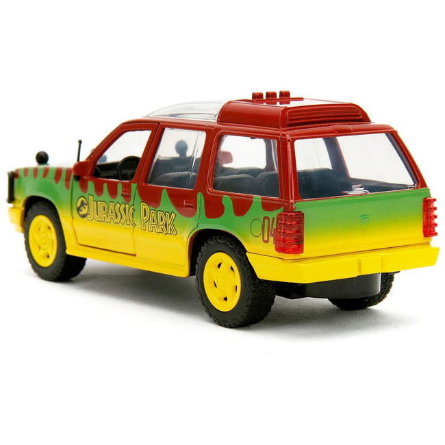 Ford Explorer Red and Yellow with Green Graphics "Jurassic Park" (1993) Movie 30th Anniversary "Hollywood Rides" Series 1/32 Diecast Model Car by Jada-Jada-ModelCars.com