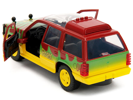 Ford Explorer Red and Yellow with Green Graphics "Jurassic Park" (1993) Movie 30th Anniversary "Hollywood Rides" Series 1/32 Diecast Model Car by Jada-Jada-ModelCars.com