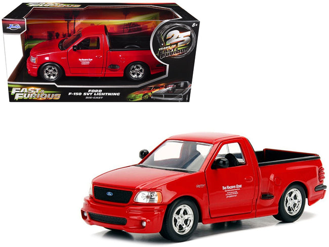 Ford F-150 SVT Lightning Pickup Truck Red "The Fast and the Furious" (2001) Movie "25 Years of Fast & Furious" Series 1/24 Diecast Model Car by Jada-Jada-ModelCars.com
