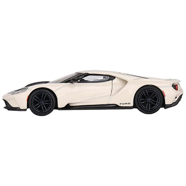 Ford GT "1964 Prototype Heritage Edition" Wimbledon White with Black Hood and Stripe Limited Edition to 2400 pieces Worldwide 1/64 Diecast Model Car by Mini GT - Mini GT - ModelCars.com