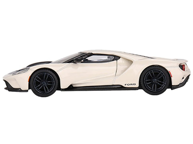 Ford GT "1964 Prototype Heritage Edition" Wimbledon White with Black Hood and Stripe Limited Edition to 2400 pieces Worldwide 1/64 Diecast Model Car by Mini GT-Mini GT-ModelCars.com