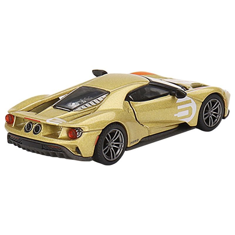 Ford GT 5 "Holman Moody Heritage Edition" Gold Metallic with Red Accents Limited Edition to 1800 pieces Worldwide 1/64 Diecast Model Car by Mini GT - Mini GT - ModelCars.com