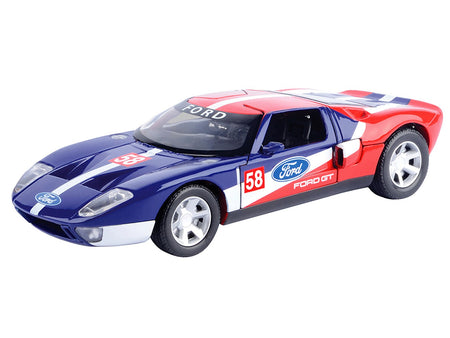 Ford GT Concept #58 Blue and Red with White Stripes "GT Racing" Series 1/24 Diecast Model Car by Motormax-Motormax-ModelCars.com
