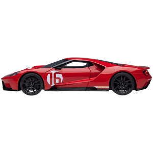 Ford GT Heritage Edition #16 "Alan Mann" Red Metallic with Gold Stripes 1/18 Model Car by Autoart