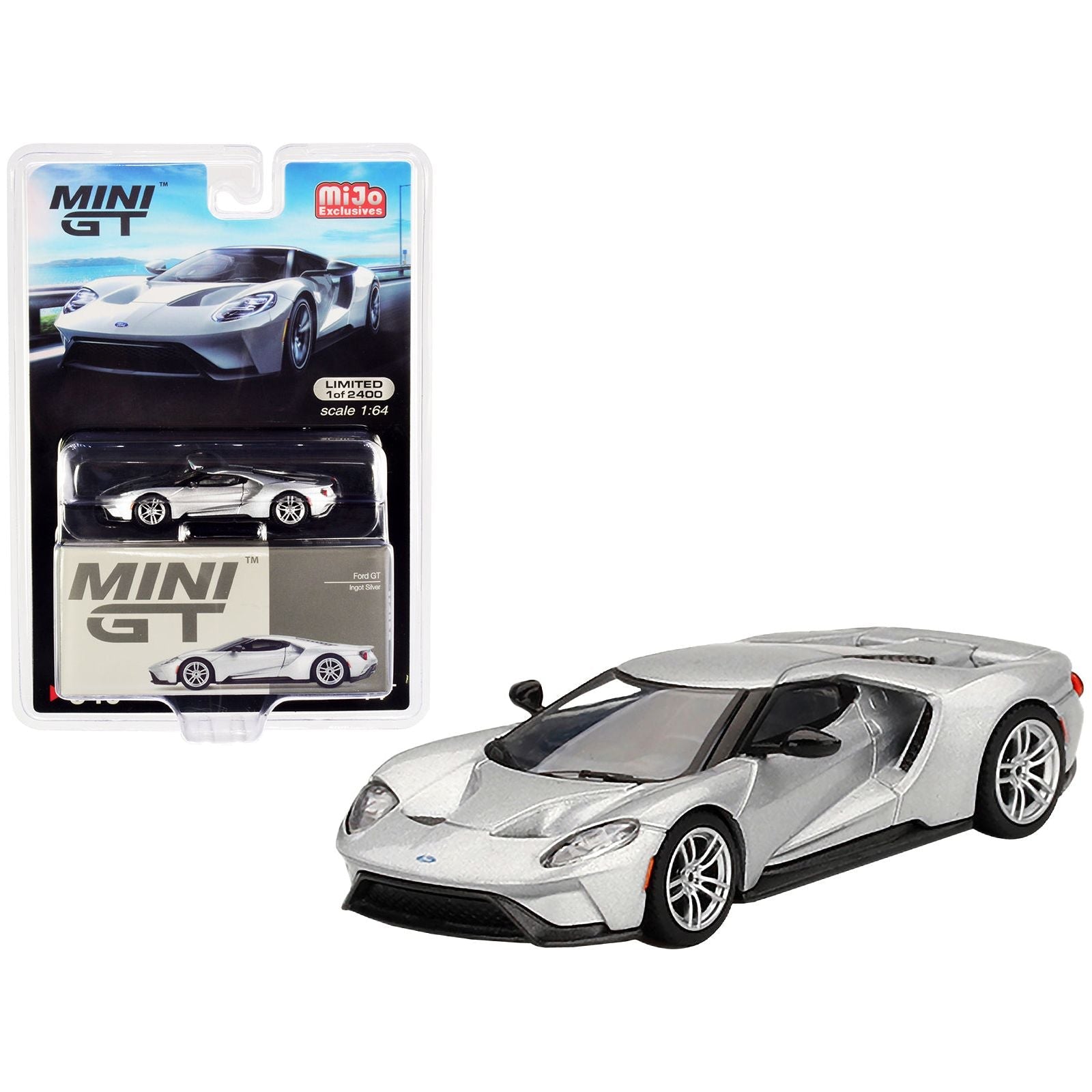 Ford GT Ingot Silver Metallic Limited Edition to 2400 pieces Worldwide 1/64 Diecast Model Car by Mini GT - Mini GT - ModelCars.com