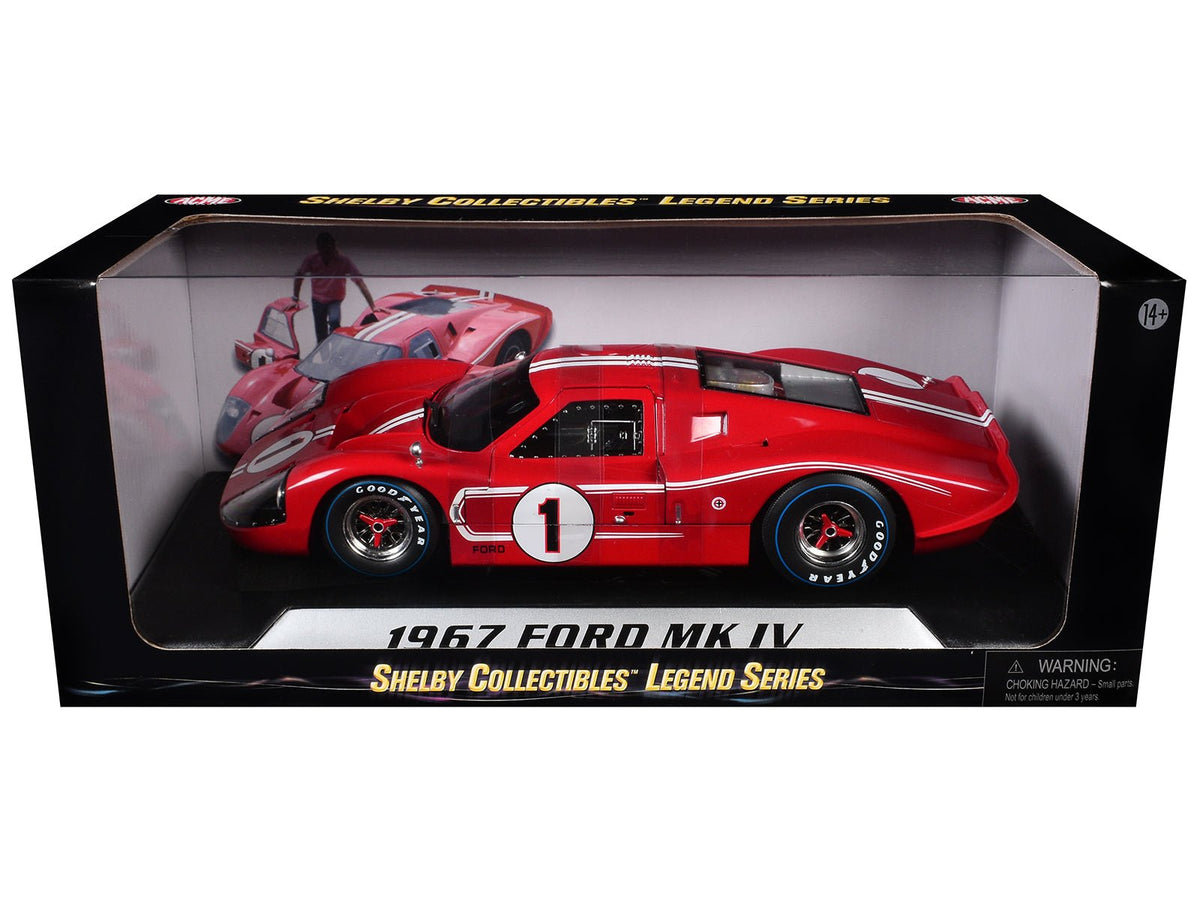Ford GT MK IV #1 Red with White Stripes 24H of Le Mans (1967) 1/18 Diecast Model Car by Shelby Collectibles-Shelby Collectibles-ModelCars.com