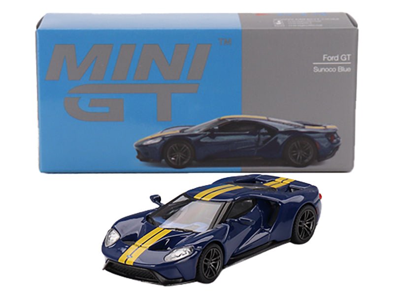 Ford GT Sunoco Blue with Yellow Stripes Limited Edition to 3600 pieces Worldwide 1/64 Diecast Model Car by Mini GT-Mini GT-ModelCars.com