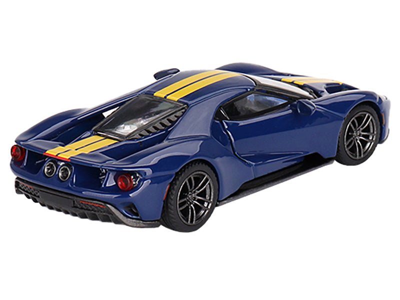 Ford GT Sunoco Blue with Yellow Stripes Limited Edition to 3600 pieces Worldwide 1/64 Diecast Model Car by Mini GT-Mini GT-ModelCars.com