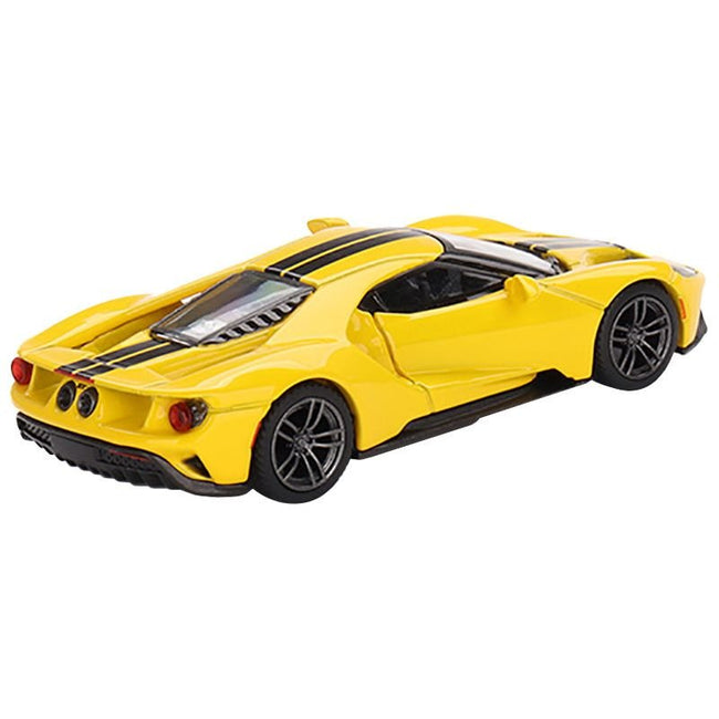 Ford GT Triple Yellow with Black Stripes Limited Edition to 1800 pieces Worldwide 1/64 Diecast Model Car by True Scale Miniatures - True Scale Miniatures - ModelCars.com