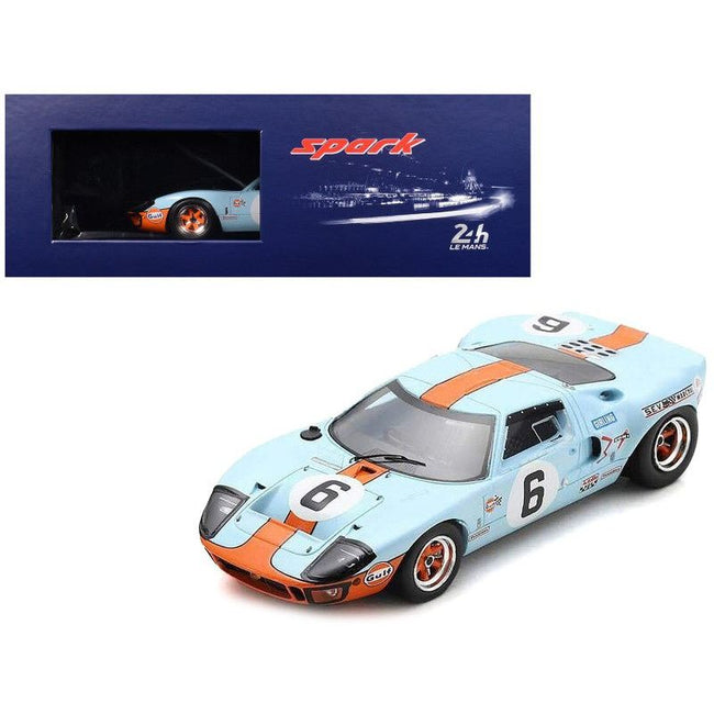 Ford GT40 #6 Jacky Ickx - Jackie Oliver "JW Automotive Engineering" Winner "24 Hours of Le Mans" (1969) with Acrylic Display Case 1/18 Model Car by Spark-Spark-ModelCars.com