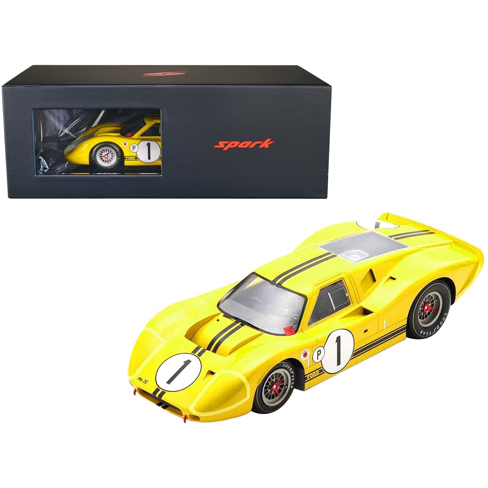 Ford GT40 Mk IV 1 Mario Andretti - Bruce McLaren Winner "Sebring 12 Hours" (1967) with Acrylic Display Case 1/18 Model Car by Spark - Spark - ModelCars.com