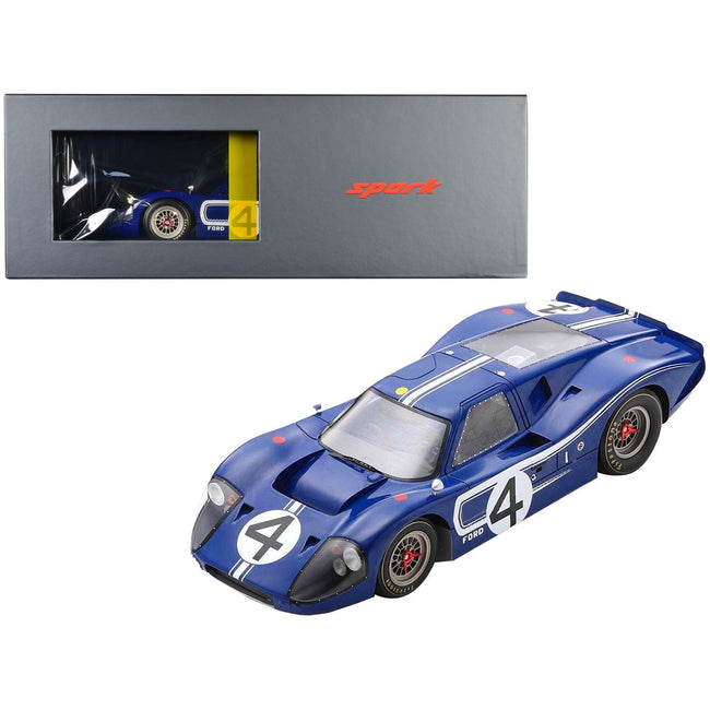 Ford GT40 MK IV 4 Denny Hulme - Lloyd Ruby "24 Hours of Le Mans" (1967) with Acrylic Display Case 1/18 Model Car by Spark - Spark - ModelCars.com