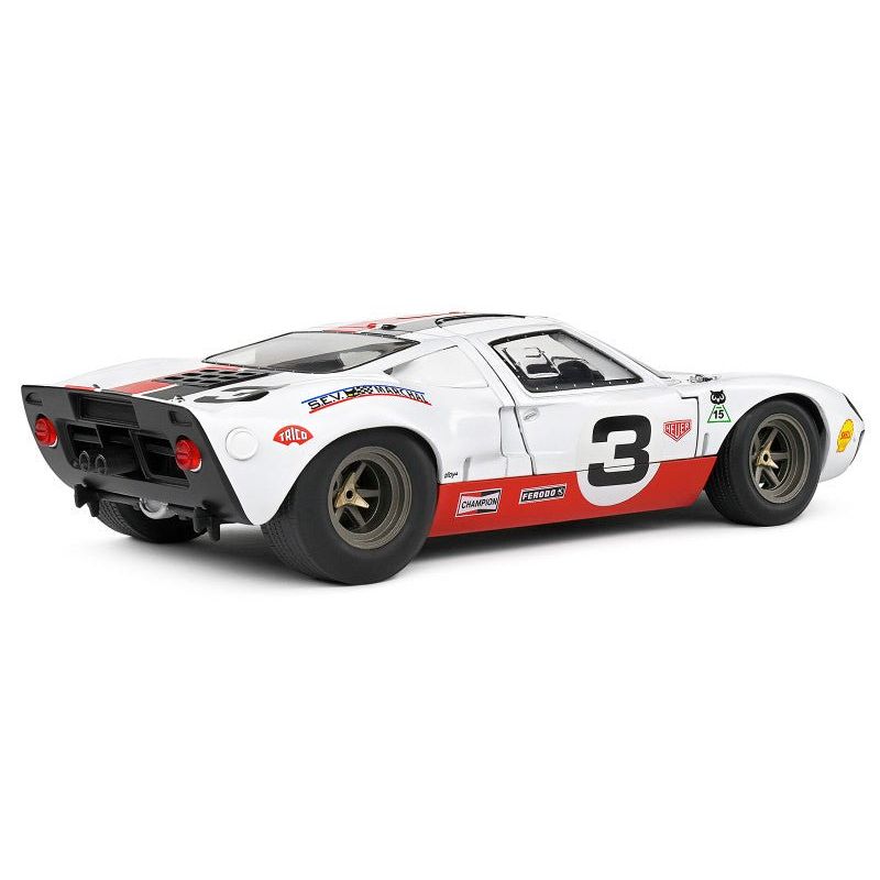 Ford GT40 MK1 3 "Eric Dean Design" White with Red and Black Stripes "Competition" Series 1/18 Diecast Model Car by Solido - Solido - ModelCars.com