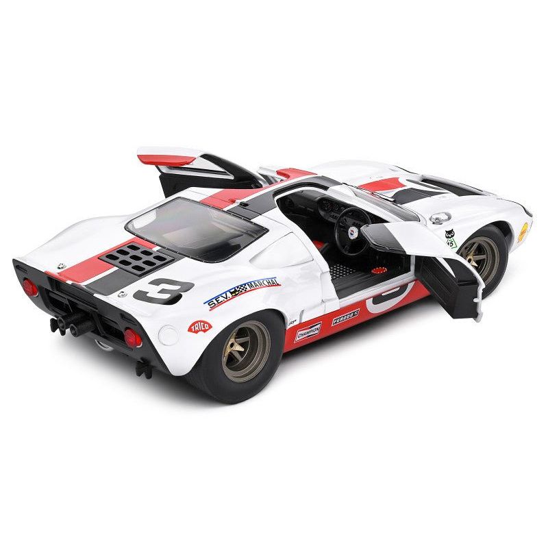 Ford GT40 MK1 3 "Eric Dean Design" White with Red and Black Stripes "Competition" Series 1/18 Diecast Model Car by Solido - Solido - ModelCars.com