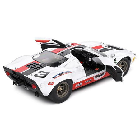 Ford GT40 MK1 3 "Eric Dean Design" White with Red and Black Stripes "Competition" Series 1/18 Diecast Model Car by Solido - Solido - ModelCars.com