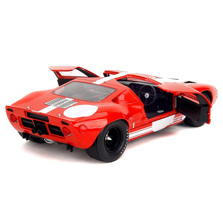 Ford GT40 MK1 Red with White Stripes and Graphics "Pink Slips" Series 1/18 Diecast Model Car by Jada-Jada-ModelCars.com