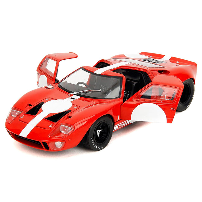 Ford GT40 MK1 Red with White Stripes and Graphics "Pink Slips" Series 1/18 Diecast Model Car by Jada-Jada-ModelCars.com
