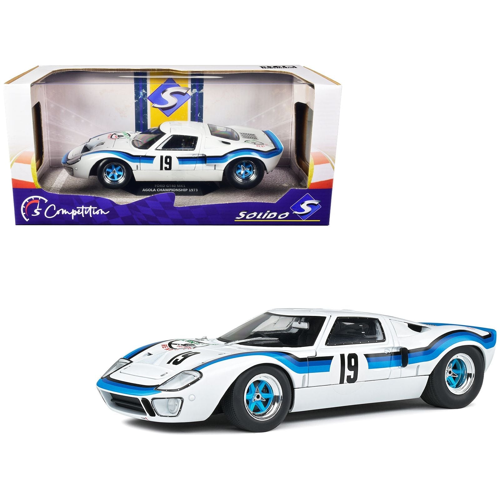 Ford GT40 MK.1 RHD (Right Hand Drive) 19 Emilio Marta "Angola Championship" (1973) "Competition" Series 1/18 Diecast Model Car by Solido - Solido - ModelCars.com