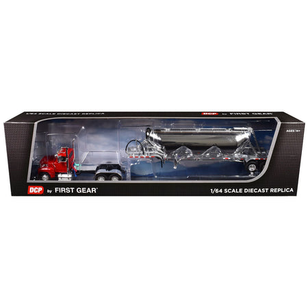Ford LTL 9000 Day Cab with Heil Pneumatic Tank Trailer Heil Red 1/64 Diecast Model by DCP/First Gear-First Gear-ModelCars.com